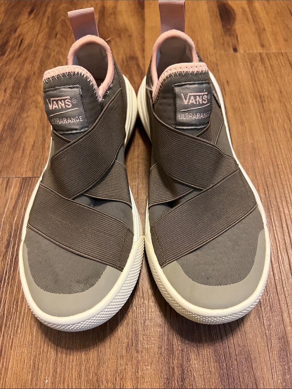 Vans Taupe and Pink Ultrarange Slip-On Loafers